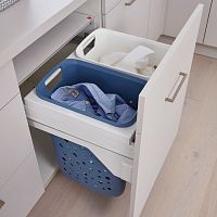 Система хранения белья Laundry Carrier 66л на выдвижной фасад 600 мм, 2 корзины, белый/синий