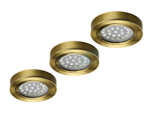 Комплект: Три светодиодных светильника ROUND DY, трансформатор, цвет - бронза, свет- теплый 