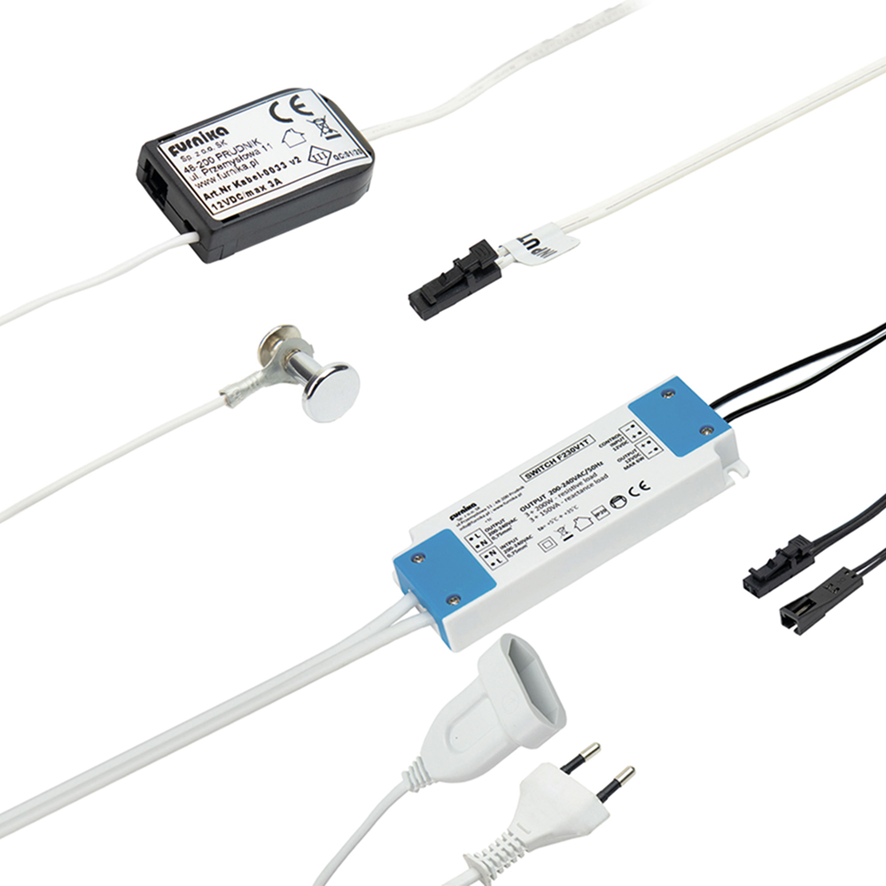 Комплект из врезного сенсорного выключ-ля TOUCH SWITCH и универ-го блока управ-ния SWITCH F230, хром