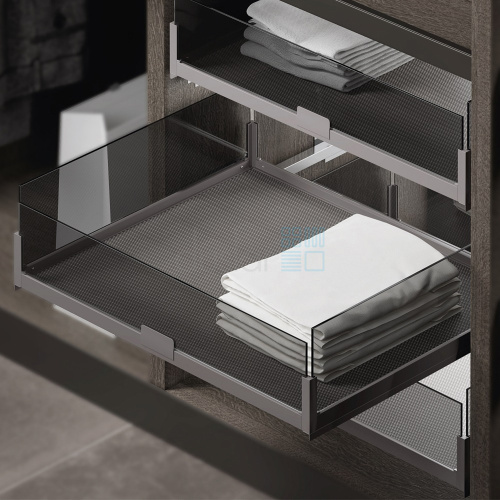 Выдвижная корзина MATRIX, распашной фасад, ширина 664-668 мм, антрацит