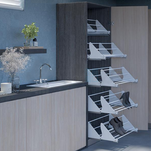 УЦЕНЕННАЯ выдвижная телескопическая обувница, ширина 410-968 мм, белый