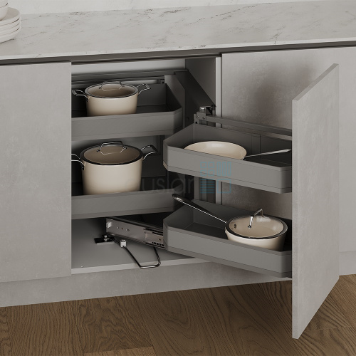 Волшебный уголок TITAN, выдвижной фасад 450-500 мм, правый, антрацит