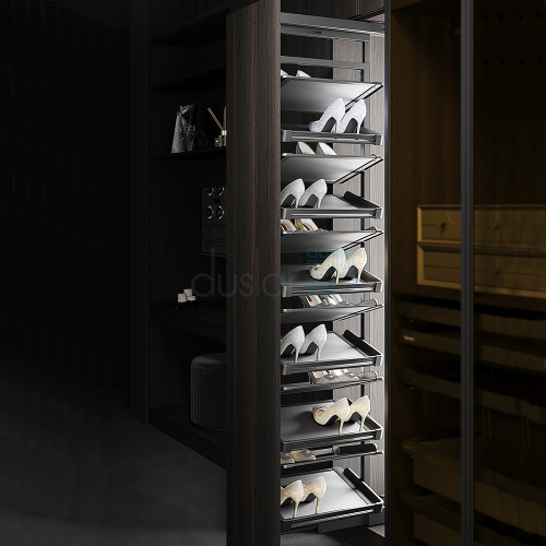 УЦЕНЕННАЯ выдвижная обувница с 12-ю полками, ширина 320 мм, высота 1900-2100 мм, антрацит