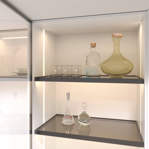 Полка GLASSIMO с подсветкой из алюминиевого профиля, ширина 967 мм, антрацит