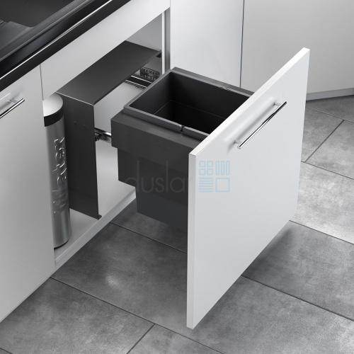 Мусорное ведро CARGO AQUA 28 л, выдвижной фасад 600 мм, антрацит