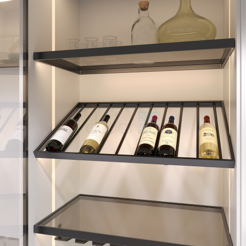 Полка WINERY для бутылок с подсветкой, ширина 867 мм, глубина 497 мм, антрацит