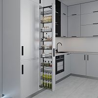 Система TALL WALL с 10 корзинами 87 мм, высота 2100 мм, выдвижной фасад от 150 мм, антрацит