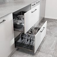 Комплект из 2-х корзин MATRIX, с держателем и без, выдвижной фасад 900 мм, антрацит