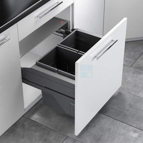 Система сортировки CARGO SOFT SHORT 40 л, выдвижной фасад 600 мм, антрацит