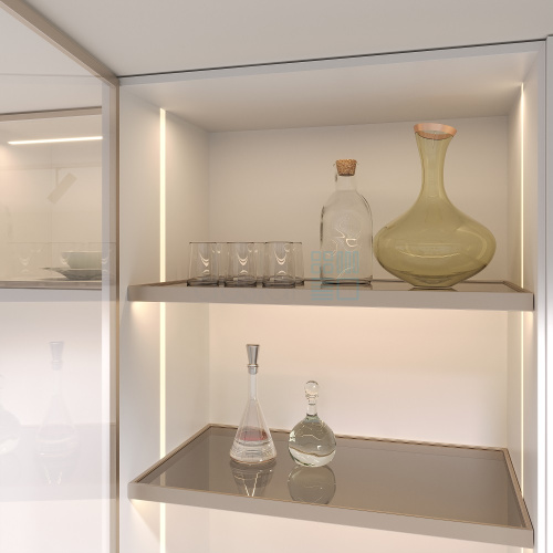 Полка GLASSIMO с подсветкой из алюминиевого профиля, ширина 967 мм, шампань