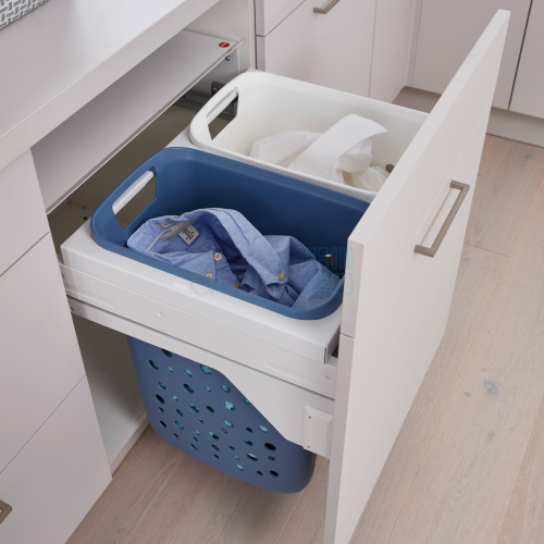 Система хранения белья Laundry Carrier 66л на выдвижной фасад 600 мм, 2 корзины, белый/синий