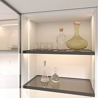 Полка GLASSIMO с подсветкой из алюминиевого профиля, ширина 567 мм, антрацит