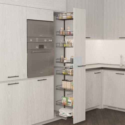 Система TALL WALL с 8 корзинами 229 мм, высота 1850 мм, выдвижной фасад от 300 мм, антрацит