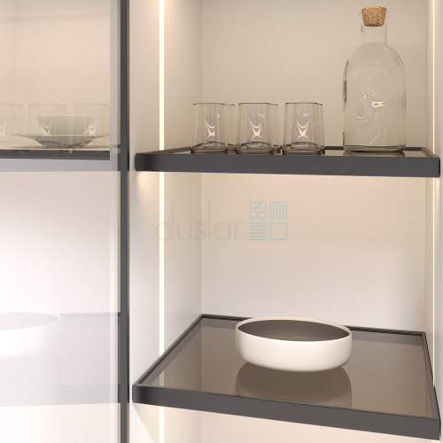 Полка GLASSIMO с подсветкой из алюминиевого профиля, ширина 567 мм, антрацит