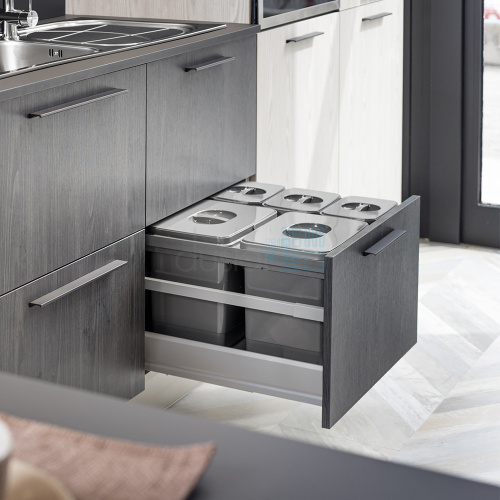 УЦЕНЕННАЯ система сортировки JAZZ 31 л, 5 ведер, выдвижной фасад 600 мм, антрацит