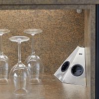 Розетка угловая TETRA USB накладная, цвет - нержавеющая сталь