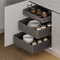 Комплект из 3-х корзин TITAN, высотой 90.5 и 154.5 мм (2 шт.), распашной фасад 600 мм, антрацит