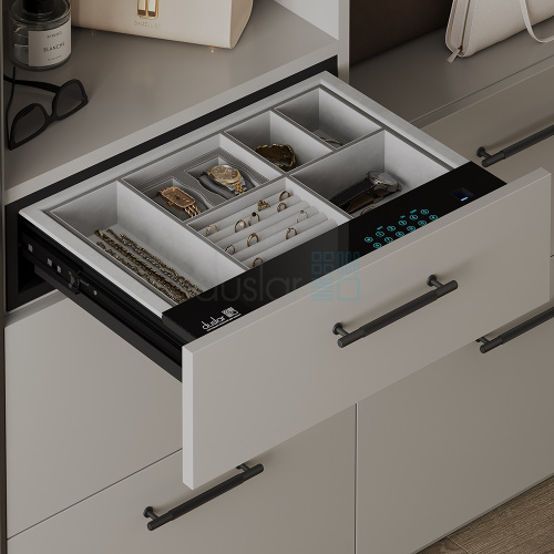 Выдвижной сейф ENIGMA с органайзером для украшений и аксессуаров, ширина 564 мм, черный/серый