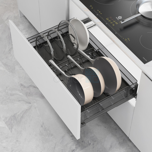 корзина с держателем matrix для крышек, кастрюль и сковородок, выдвижной фасад 800 мм, антрацит Корзина с держателем MATRIX для крышек, кастрюль и сковородок, выдвижной фасад 800 мм, антрацит