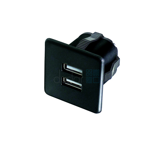 Розетка USB, врезная, черный