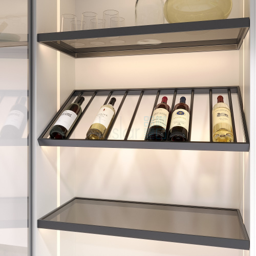 Полка WINERY для бутылок с подсветкой, ширина 867 мм, глубина 370 мм, антрацит