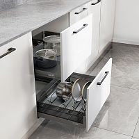 Комплект из 2-х корзин MATRIX, с держателем и без, выдвижной фасад 600 мм, антрацит