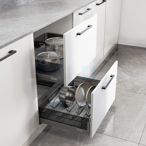 комплект из 2-х корзин matrix, с держателем и без, выдвижной фасад 600 мм, антрацит Комплект из 2-х корзин MATRIX, с держателем и без, выдвижной фасад 600 мм, антрацит