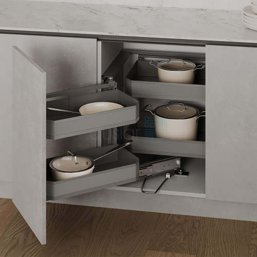 Волшебный уголок TITAN, выдвижной фасад 450-500 мм, левый, антрацит