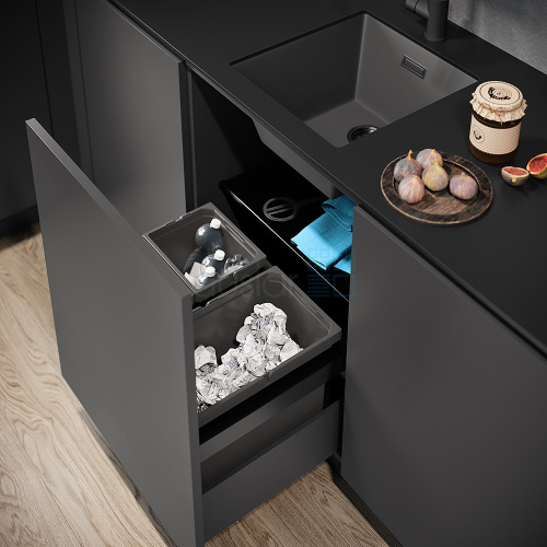 УЦЕНЕННАЯ cистема сортировки ENVI FLEX 42 л, выдвижной фасад 600 мм, антрацит