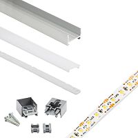 Комплект для сборки светильника из профиля DLIGHT MEC, рассеивателя, заглушек, креплений и ленты