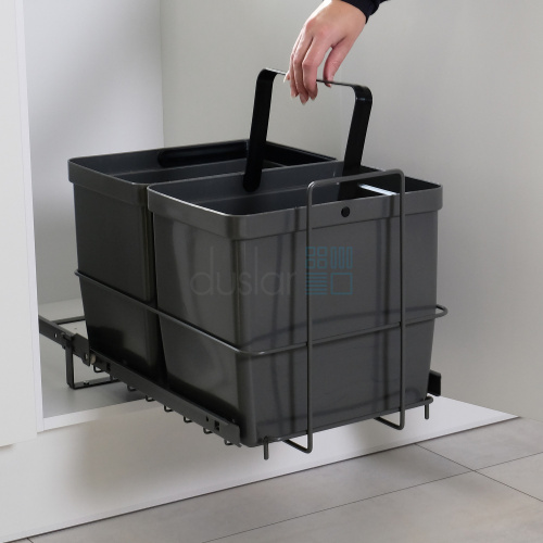 УЦЕНЕННАЯ система сортировки KEILA 32 л, распашной фасад 400 мм, автоматическое выдвижение, антрацит