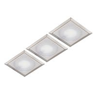 Комплект из трансформатора и 3-х врезных светодиодных светильника SUN QUADRO, 24V, дневной, сталь