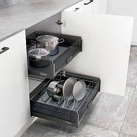 Комплект из 2-х корзин MATRIX, с держателем и без, распашной фасад 600 мм, антрацит