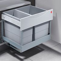 Система сортировки Raumspar Tandem S 30л на распашной фасад 600 мм, крышка - пластик, цвет – серый