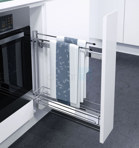 уцененная бутылочница с жестяным дном с полотенцедержателем, выдвижной фасад 150 мм, хром УЦЕНЕННАЯ бутылочница с жестяным дном с полотенцедержателем, выдвижной фасад 150 мм, хром