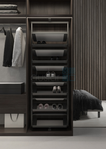 УЦЕНЕННАЯ поворотная обувница GRAND ULTRA с 12-ю полками, ширина 710мм, высота 1960-2210мм, антрацит