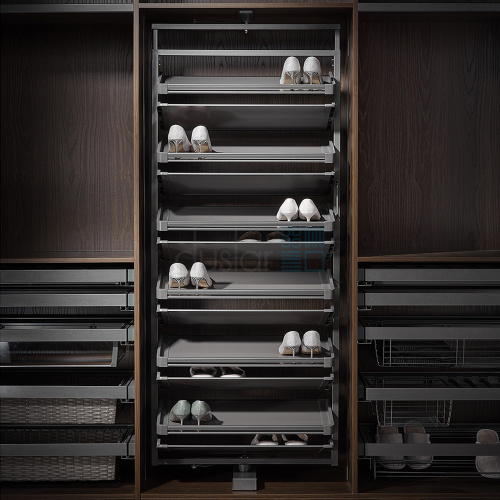 УЦЕНЕННАЯ поворотная обувница LARGE ULTRA с 12-ю полками, ширина 710мм, высота 1910-2110мм, антрацит