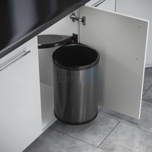 уцененное мусорное ведро mono 20 л, распашной фасад 400 мм, антрацит/черный УЦЕНЕННОЕ мусорное ведро MONO 20 л, распашной фасад 400 мм, антрацит/черный