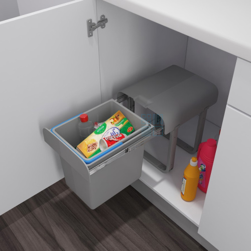 мусорное ведро aladin 15 л, распашной фасад 350 мм, серый Мусорное ведро ALADIN 15 л, распашной фасад 350 мм, серый