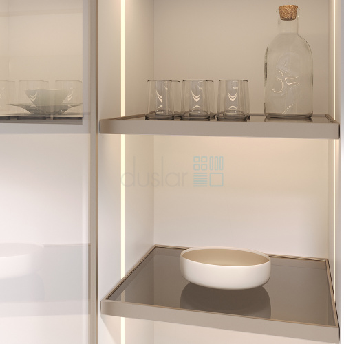 Полка GLASSIMO с подсветкой из алюминиевого профиля, ширина 467 мм, шампань