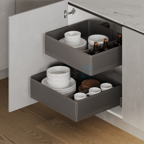 Корзина TITAN, 2 шт., распашной фасад 600 мм, высота 154.5 мм, антрацит