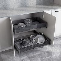 Комплект из 2-х корзин MATRIX, с держателем и без, распашной фасад 800 мм, антрацит