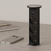 Розетка TRINA, врезная, черный