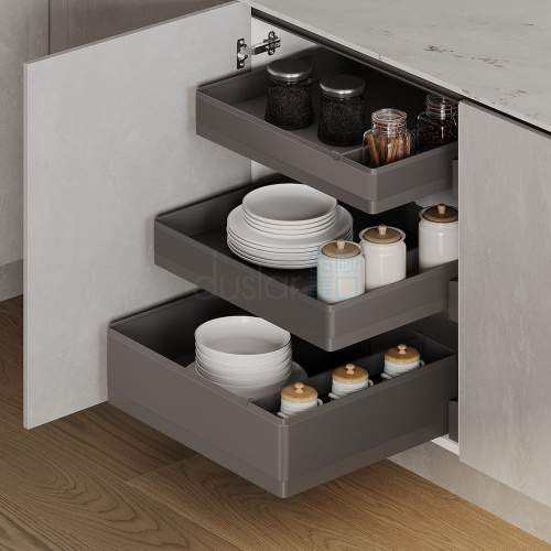 комплект из 3-х корзин titan, высотой 90.5 (2шт.) и 154.5 мм, распашной фасад 600 мм, антрацит Комплект из 3-х корзин TITAN, высотой 90.5 (2шт.) и 154.5 мм, распашной фасад 600 мм, антрацит