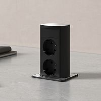 Розетка VERSALIFT, врезная, нержавеющая сталь/черный