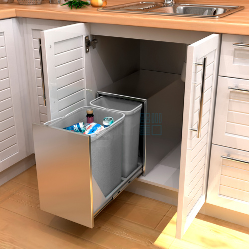 УЦЕНЕННАЯ система сортировки ECOBOX INOX 24 л, распашной фасад 300 мм, нержавеющая сталь