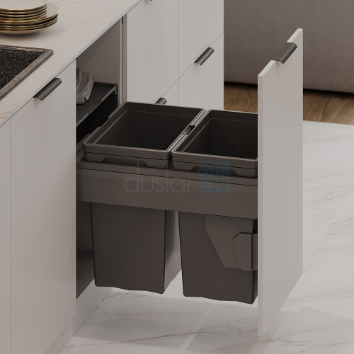 Система сортировки NIGHT 56 л, выдвижной фасад 450 мм, антрацит