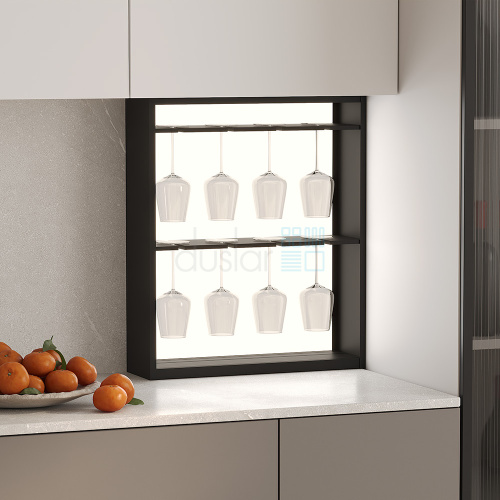 полка luminova с подсветкой и держателем для бокалов, ширина 500 мм, черный Полка LUMINOVA с подсветкой и держателем для бокалов, ширина 500 мм, черный