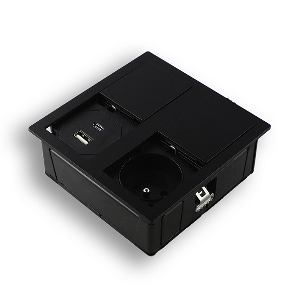 Розетка VERSAHIT USB, врезная, чёрный
