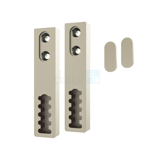 Комплект держателей с заглушками для рифленой штанги RIFF, крепление к полке или к боковине, шампань